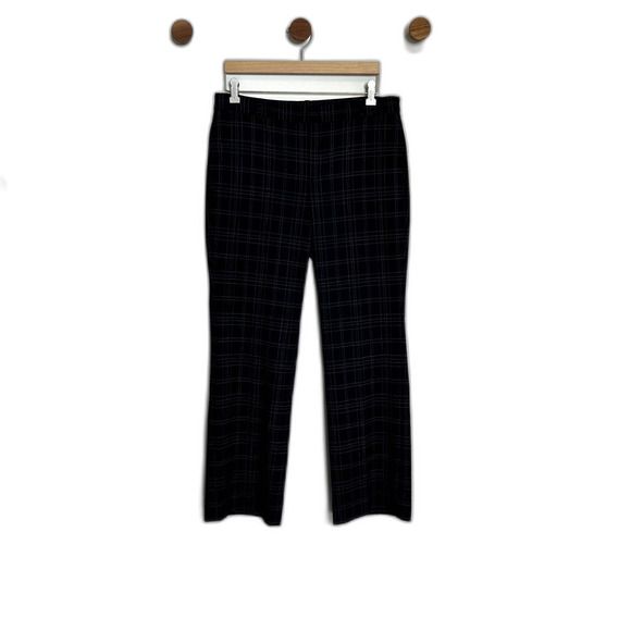 Banana Republic Logan Trouser-Fit Wool-Blend Pant Career Size 8S Blue Plaid - Picture 2 of 16